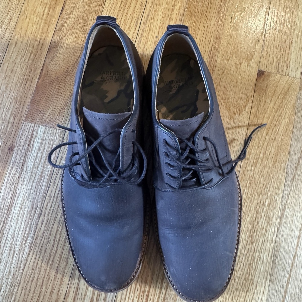 Warfield & Grand Aptos Brown Leather Derby Shoes Mens 8.5 Camo Insole